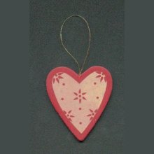Coeur en bois rouge et or